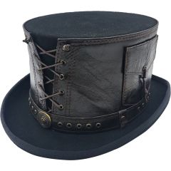 Leather Strapped Top Hat