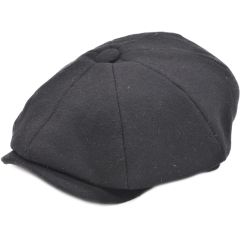 Kids/Childrens Elasticated Black Newsboy Cap