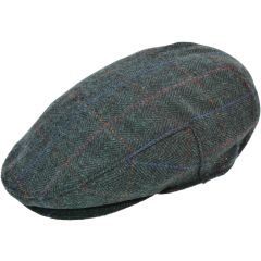 Kids Green Checked Flat Cap