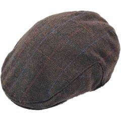 Kids Dark Brown Checked Flat Cap