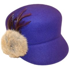 Womens Wool Felt Peaked Cloche Hat - Purple
